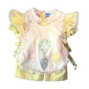 VTG Dress Baby Girl Size 6-9 months Nursery Rhyme Dainty Lace Ribbon 80s Vintage